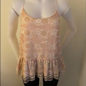 New Traffic People pink peach gold lace loose fitting top corset Bustier